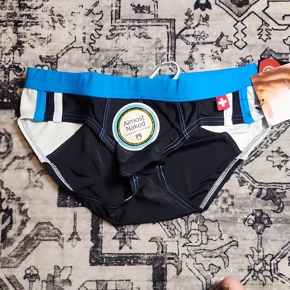 Black and Blue Swim Briefs - Picture 1 of 8